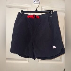Topo Designs Black Nylon Women's Shorts build in belt L athleisure athletic